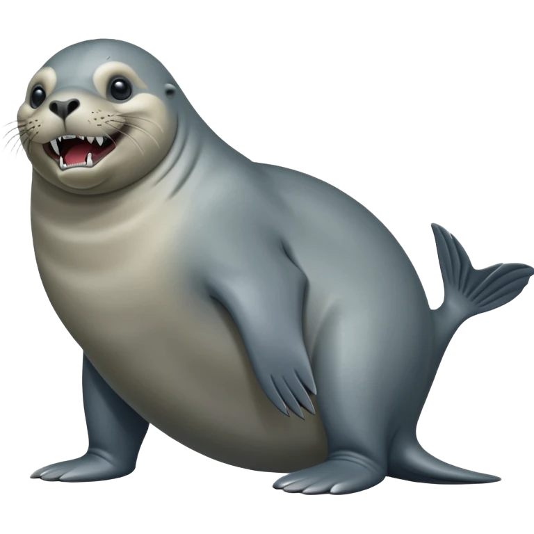 scary grey sea lion full body emoji