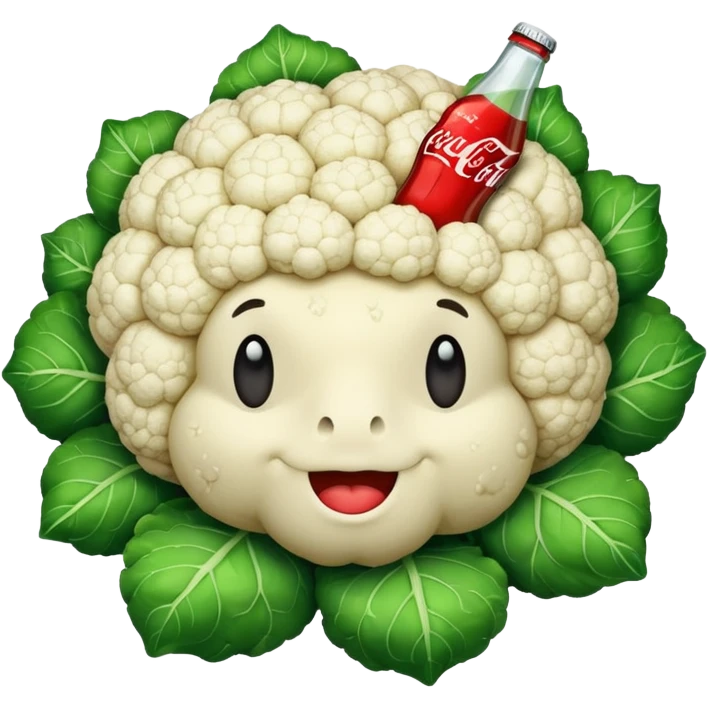 cauliflower drinking coke emoji