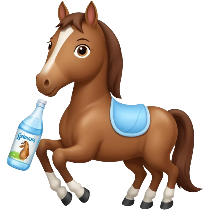 A cartoon horse holding johnson baby oil soltion  emoji