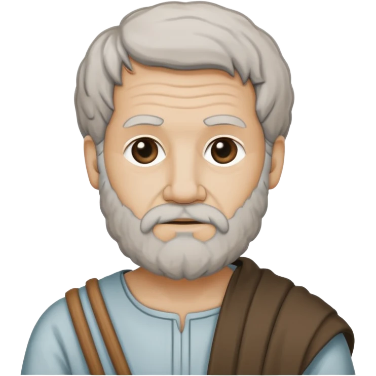 Aristotle as a black outline icon, no fill, hand-drawn look, recognizable philosopher features emoji