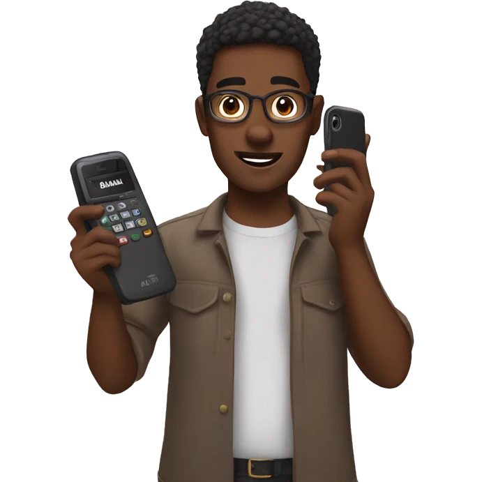 Me holding 2 phones emoji