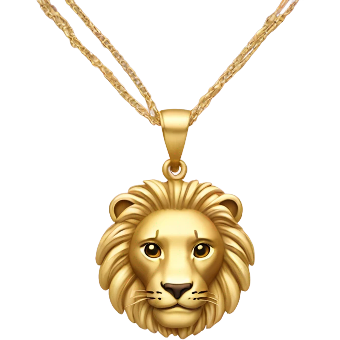 Gold Necklace with a lio pendant emoji