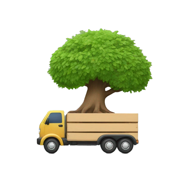 tree on wheels, moving fast emoji