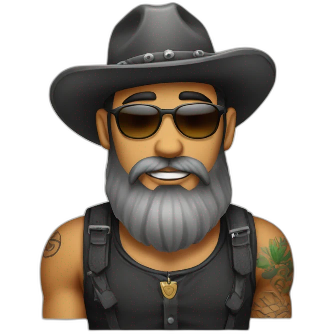 a tattooed gringo with a beard and a hat emoji