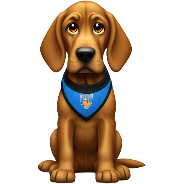 Gold and blue bloodhound as a basketball referee.  emoji