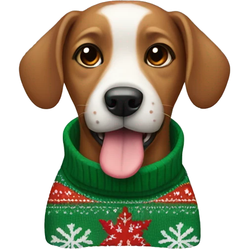 Dog with Christmas sweater om emoji