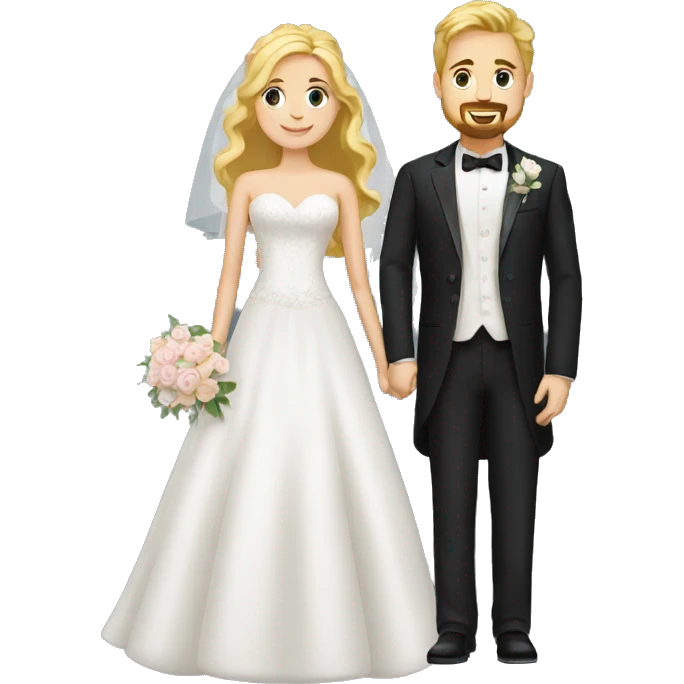 wedding couple. groom has goatee. bride has blonde hair emoji
