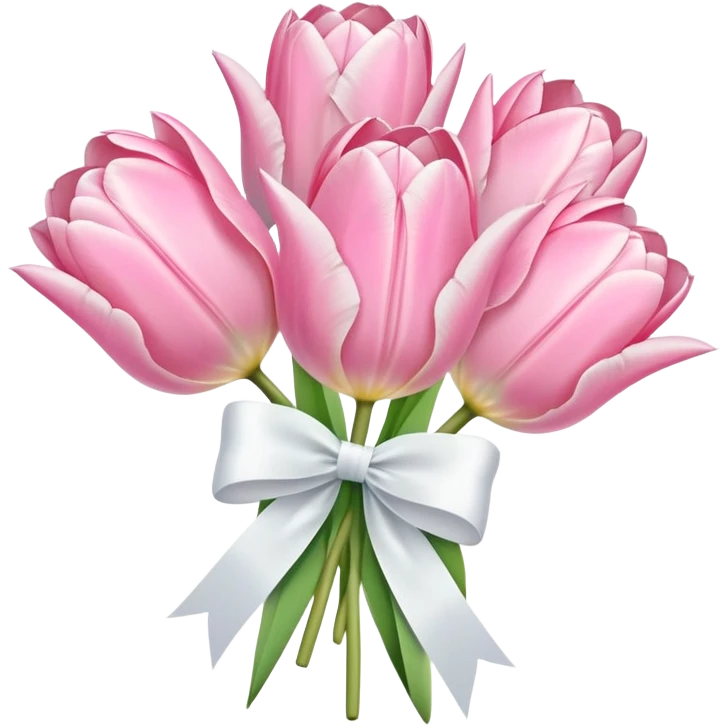 Pastel pink tulip bouquet with bow emoji