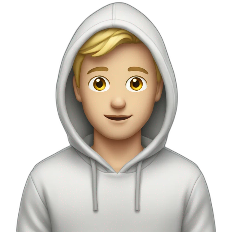 White boy model with hoodie emoji