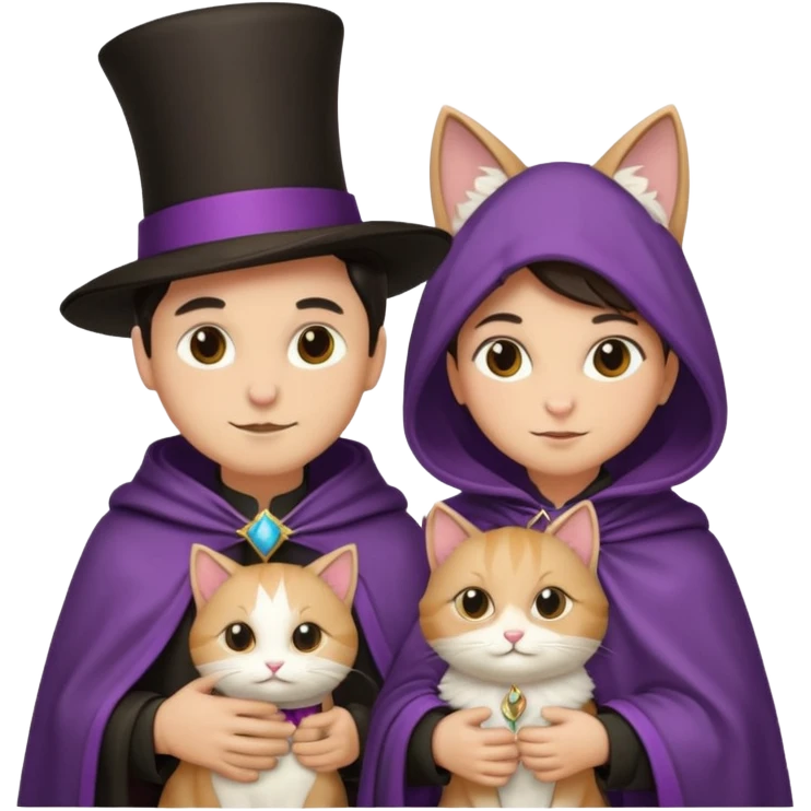 magician couple and their pet cat emoji