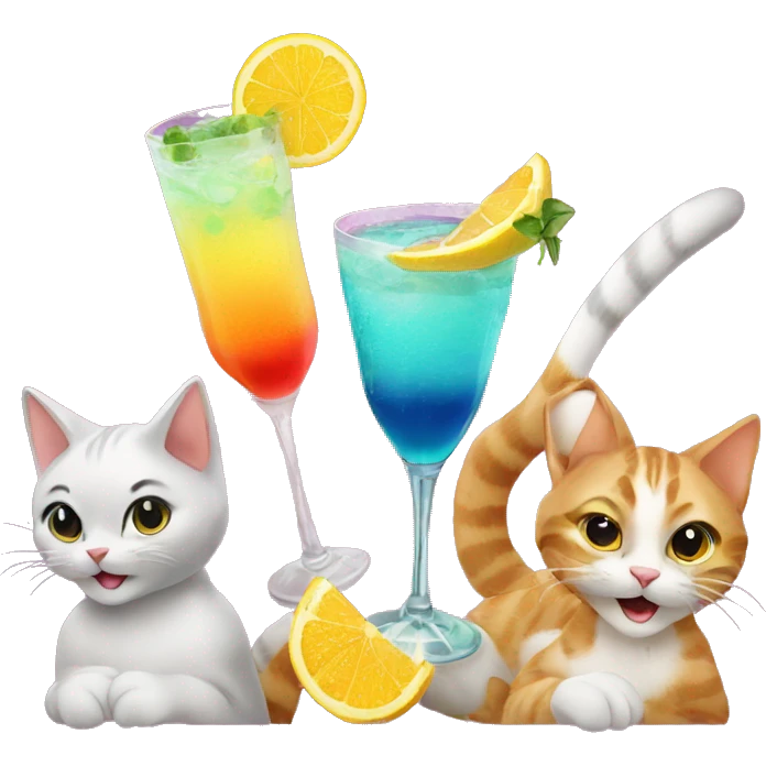 four cats clinking cocktails emoji