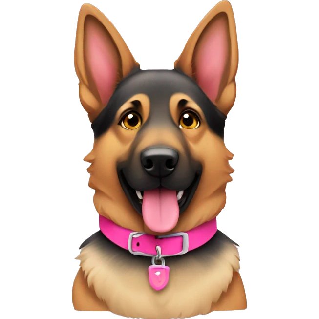 german shepherd with a pink collar emoji