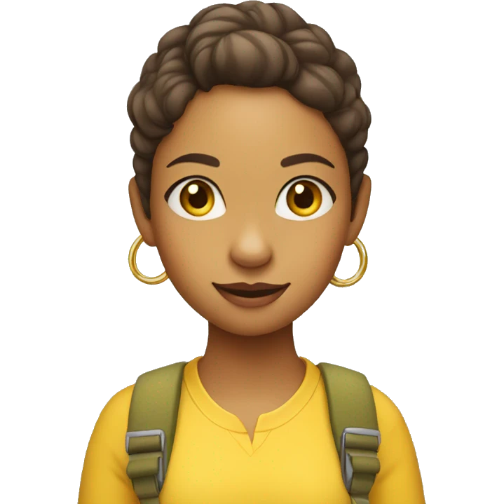 Female Little dinosaur with Yellow shirt and Hoop earrings emoji