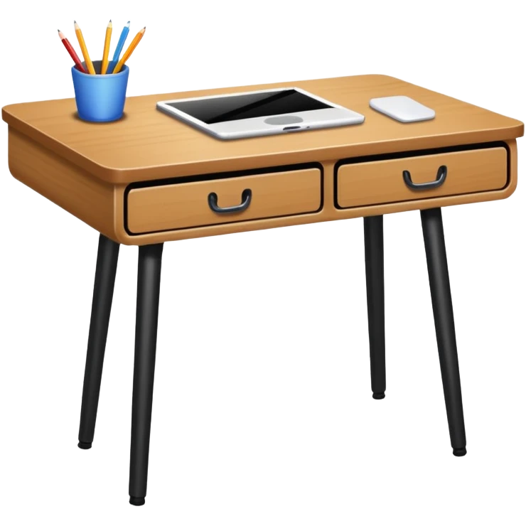 a desk table with 4 black metal legs emoji