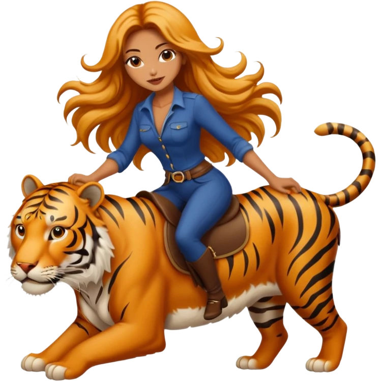 Tiger riding on top of super sexy lady emoji