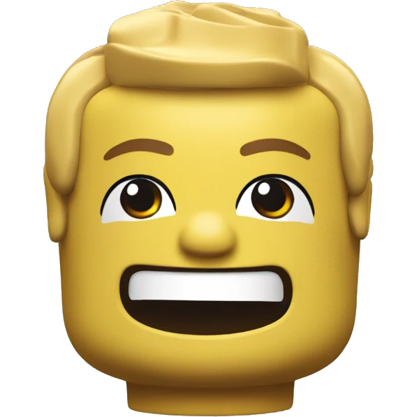 A lego head with a big smile emoji