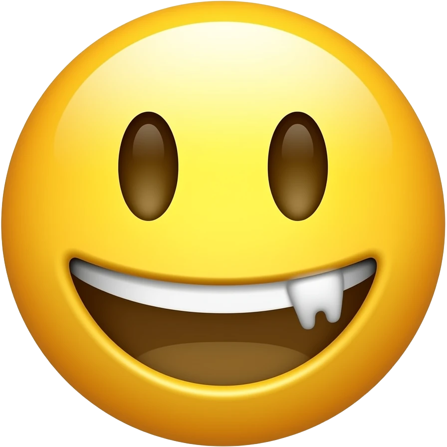 yellow smiley face with one tooth missing emoji