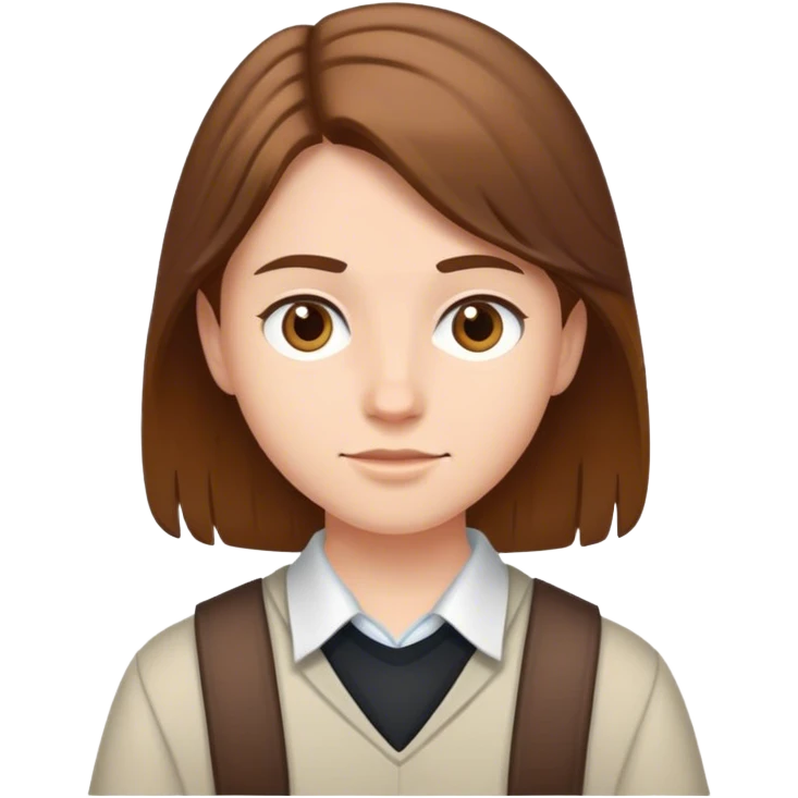 White student without glasses and brown hair emoji