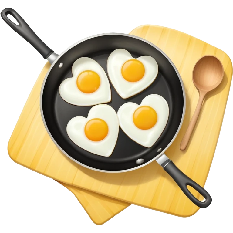 cooking pan with two heart-shaped eggs emoji