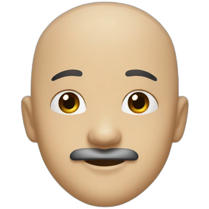 A bald asian male with black mustache and beard smiling emoji