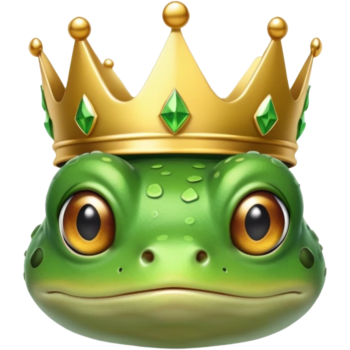 tiny frog wearing a crown that's too big, looking confused emoji