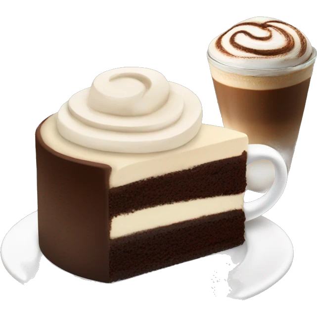 Cappuccino and part of chocolate cake  emoji