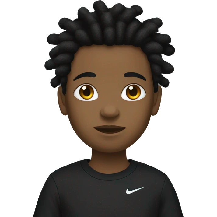 Boy with dreads and a black shirt and black sweatpants with Nike socks and air forces emoji