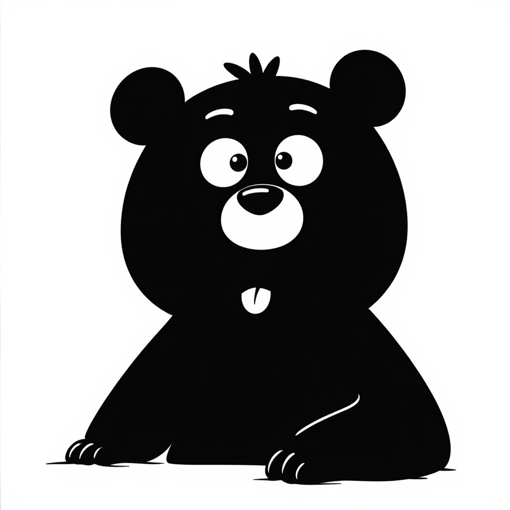 bear with an excited wow expression, hand drawn doodle style emoji
