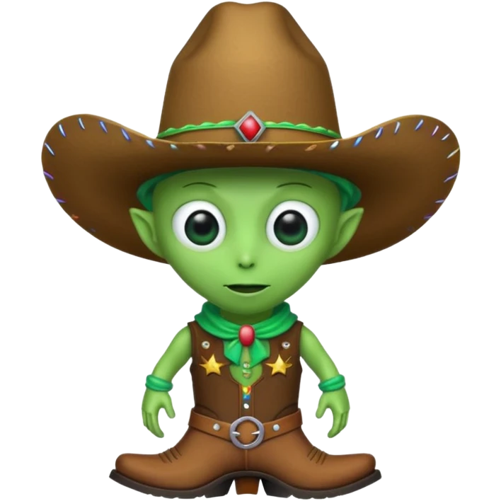 Alien with a birthday hat and cowboy boots  emoji