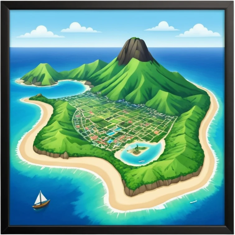 Guadeloupe dans sa forme géographique réelle, vue du dessus emoji