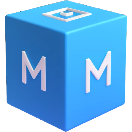 abstract blue and white 3D cube logo emoji