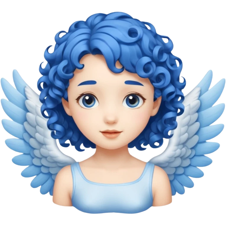 A playful angel girl with short blue curls, fluttering tiny wings as she floats.







 emoji