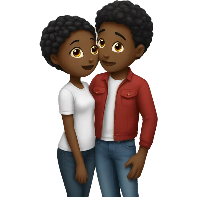 Mixed boy kissing black girl  emoji