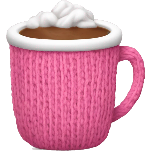 Hot cocoa in pink mug that has a knit texture emoji