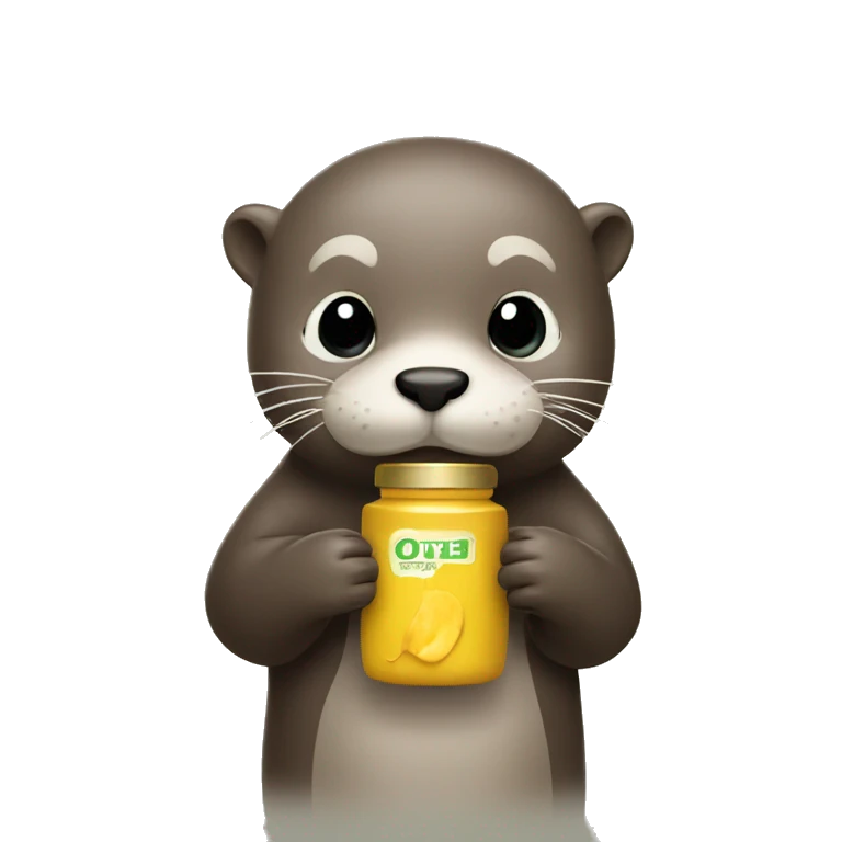 cute otter holding mustard bottle  emoji