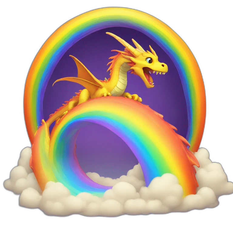 fantastic dragon coming out of a rainbow portal emoji