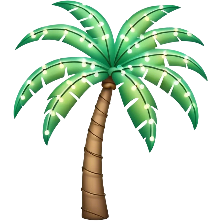 Green pastel palm tree with fairy lights around it emoji