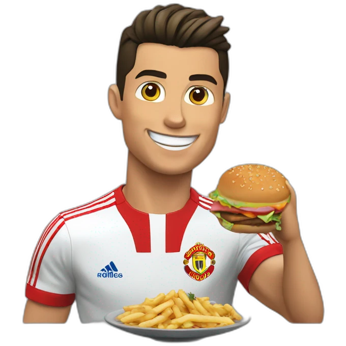 Cristiano Ronaldo comendo hambúrguer emoji
