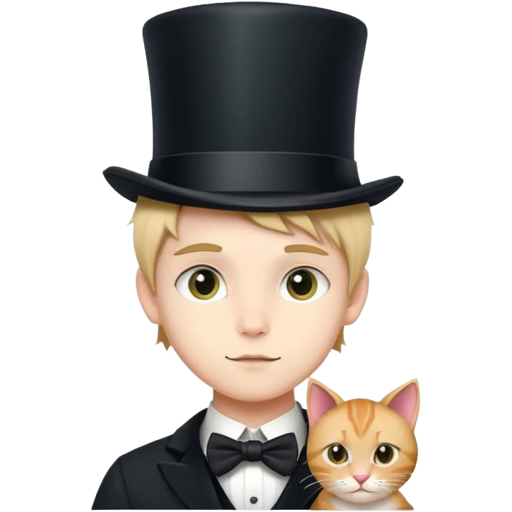 realistic boy with cat ears & a top hat  emoji