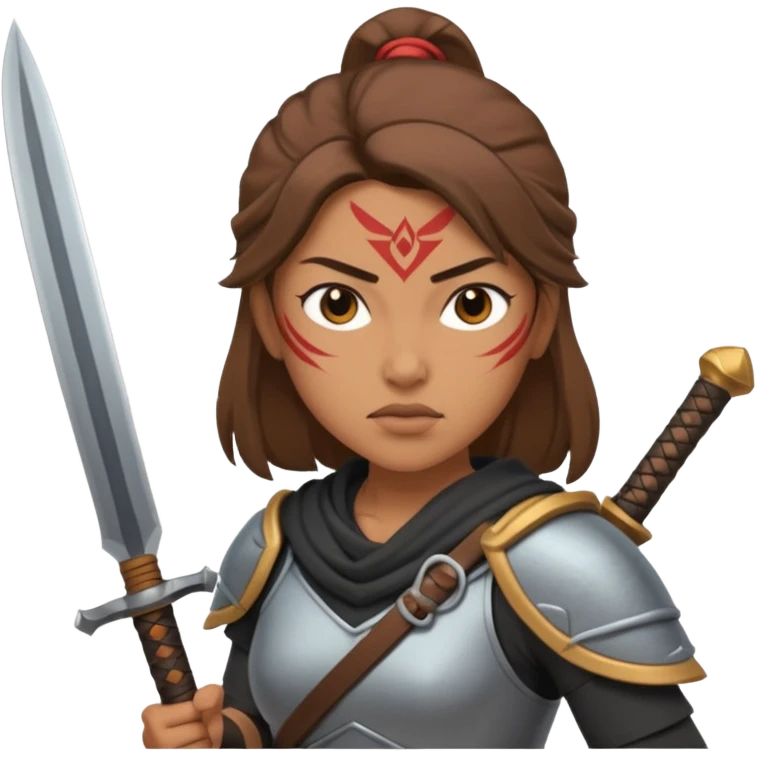 a woman warrior with blade emoji
