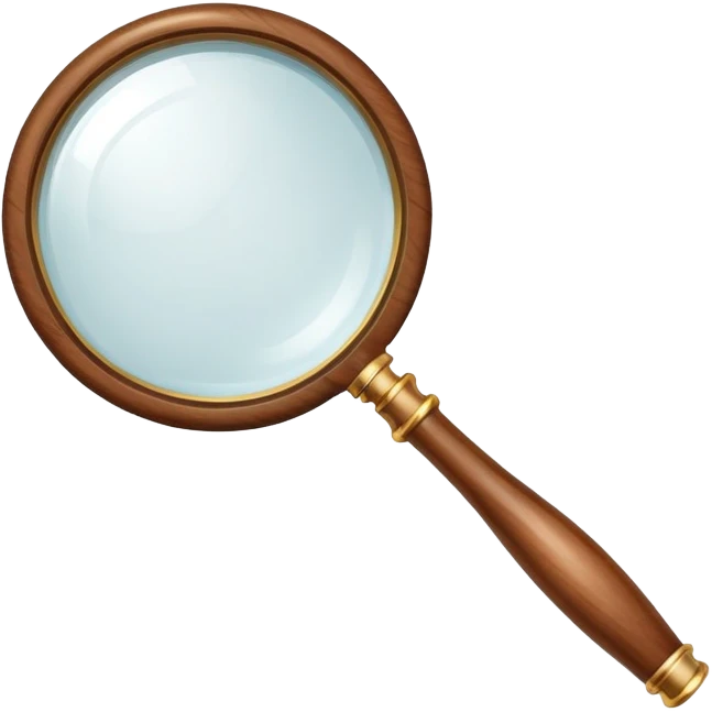 A classic magnifying glass with a wooden handle emoji
