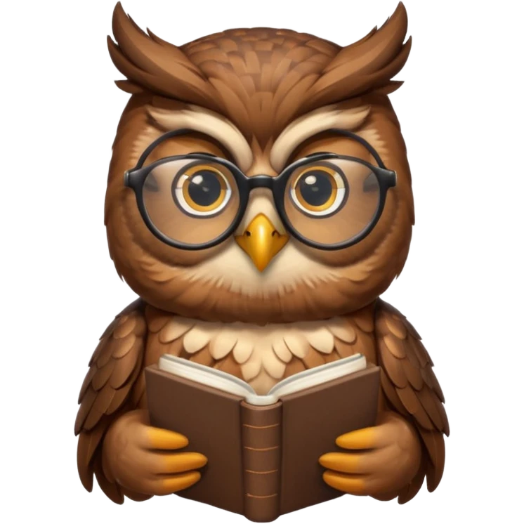 owl wearing glasses holding book emoji