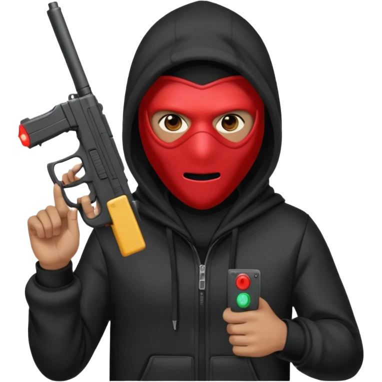 Hoodlum burglar madk and gun with switch and extended clip emoji