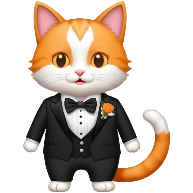 happy cat dressed as the groom at a wedding emoji