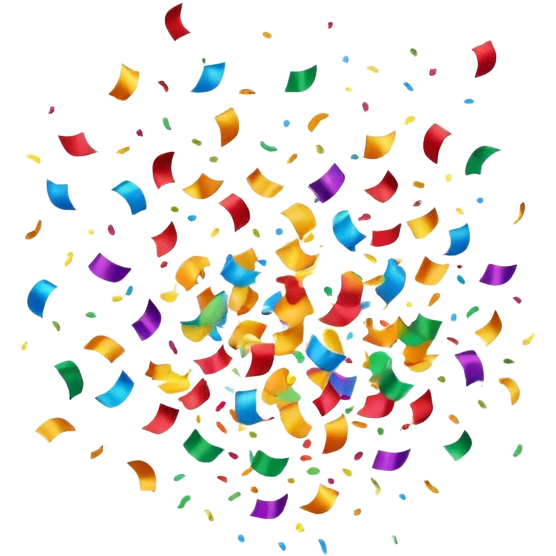 confetti firing, celebratory, vibrant colors emoji