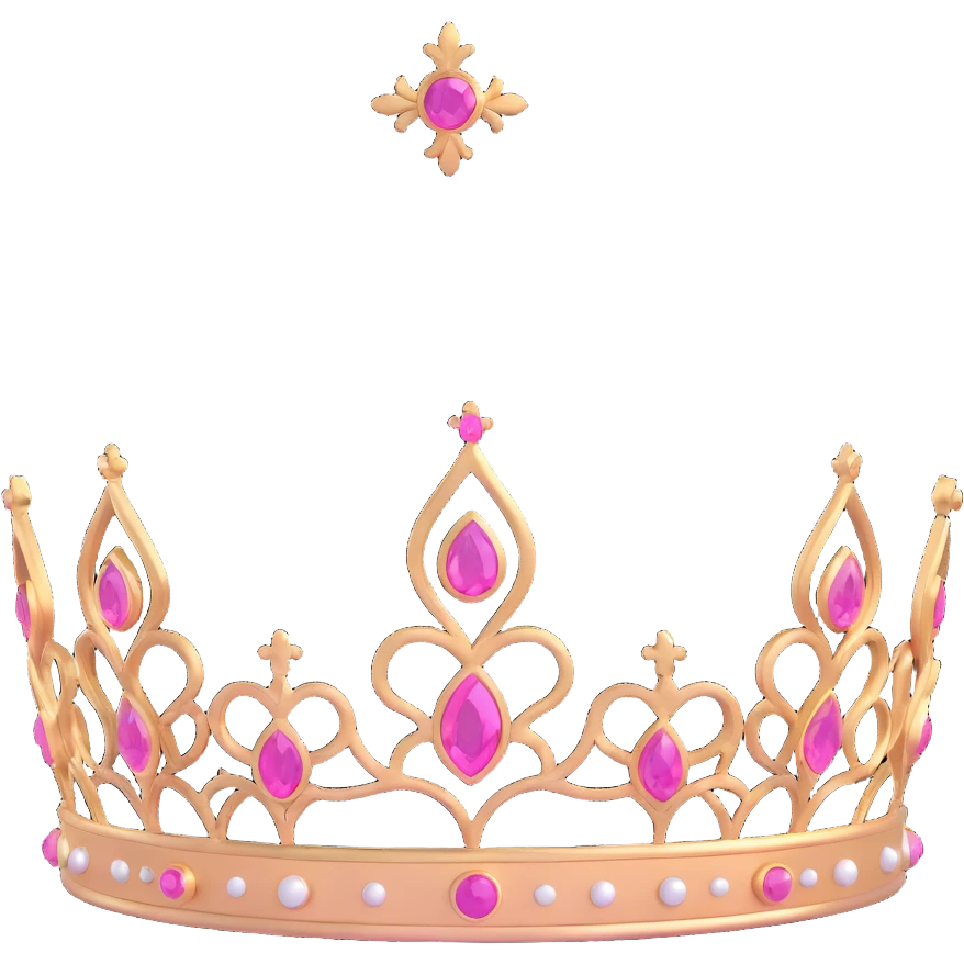 realistic 3D gothic tiara with pink accent, minimal and regal emoji