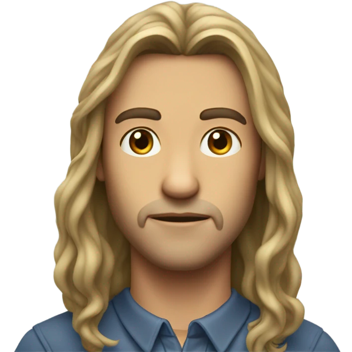 Long haired man passport photo emoji