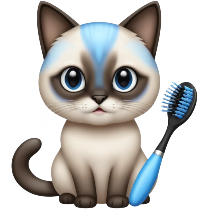siamese cat, tooth brush, hair brush emoji