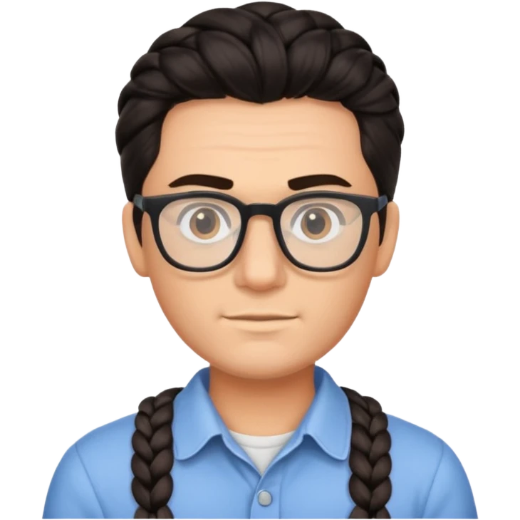 braided dark haired man with glasses emoji