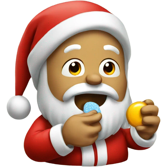Santa eating a pill emoji